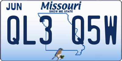 MO license plate QL3Q5W