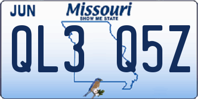MO license plate QL3Q5Z