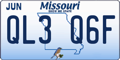 MO license plate QL3Q6F