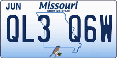 MO license plate QL3Q6W