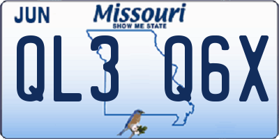 MO license plate QL3Q6X