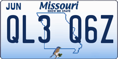 MO license plate QL3Q6Z