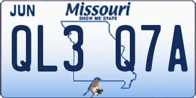 MO license plate QL3Q7A
