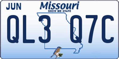 MO license plate QL3Q7C