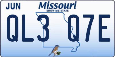 MO license plate QL3Q7E