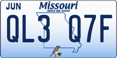 MO license plate QL3Q7F