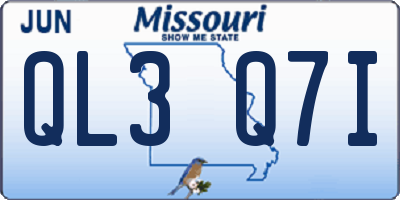 MO license plate QL3Q7I