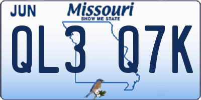 MO license plate QL3Q7K