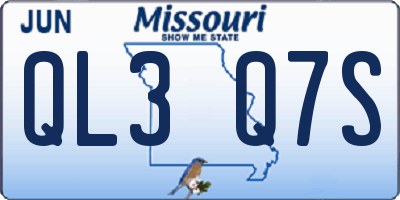 MO license plate QL3Q7S