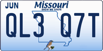 MO license plate QL3Q7T