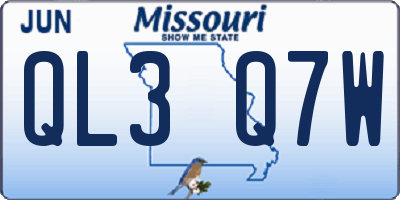 MO license plate QL3Q7W