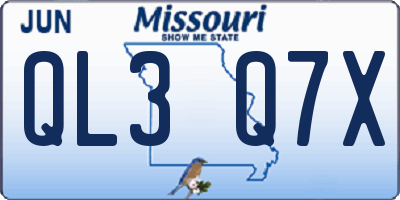 MO license plate QL3Q7X