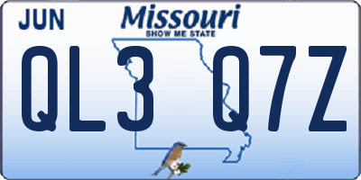 MO license plate QL3Q7Z