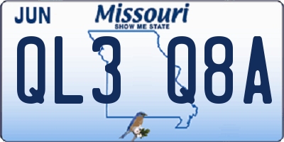 MO license plate QL3Q8A