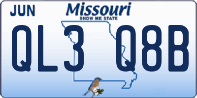 MO license plate QL3Q8B
