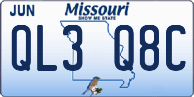 MO license plate QL3Q8C