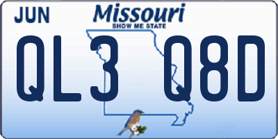 MO license plate QL3Q8D