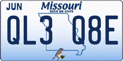 MO license plate QL3Q8E