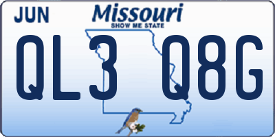 MO license plate QL3Q8G