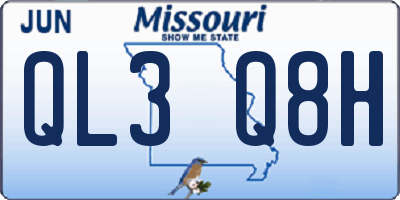 MO license plate QL3Q8H