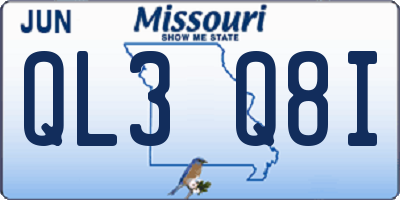 MO license plate QL3Q8I
