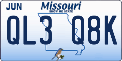MO license plate QL3Q8K