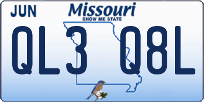 MO license plate QL3Q8L