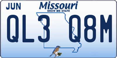 MO license plate QL3Q8M