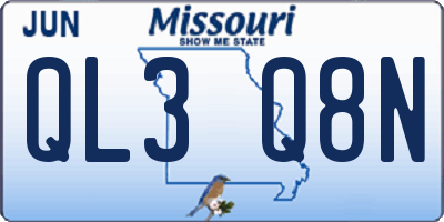 MO license plate QL3Q8N