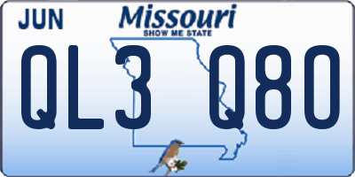 MO license plate QL3Q8O