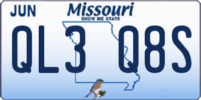 MO license plate QL3Q8S