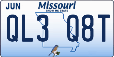 MO license plate QL3Q8T