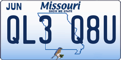 MO license plate QL3Q8U