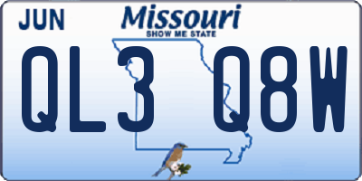MO license plate QL3Q8W