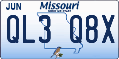 MO license plate QL3Q8X