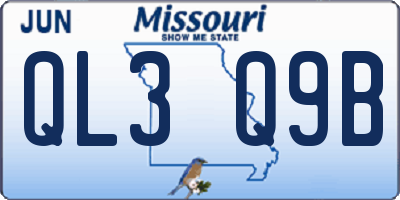 MO license plate QL3Q9B