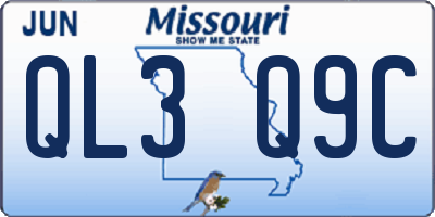 MO license plate QL3Q9C