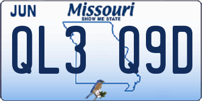 MO license plate QL3Q9D