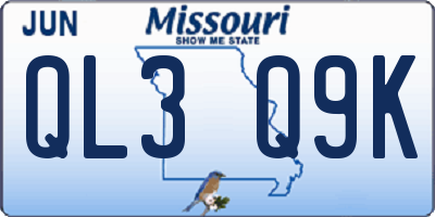 MO license plate QL3Q9K