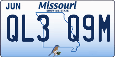 MO license plate QL3Q9M