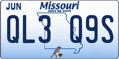 MO license plate QL3Q9S