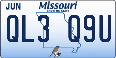 MO license plate QL3Q9U