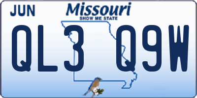 MO license plate QL3Q9W