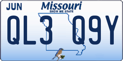 MO license plate QL3Q9Y