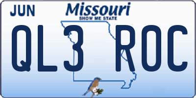 MO license plate QL3R0C
