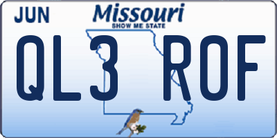 MO license plate QL3R0F