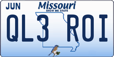 MO license plate QL3R0I