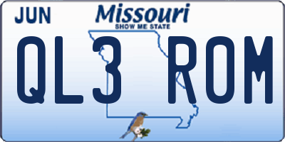 MO license plate QL3R0M