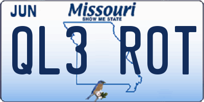 MO license plate QL3R0T