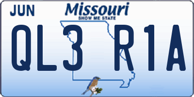 MO license plate QL3R1A